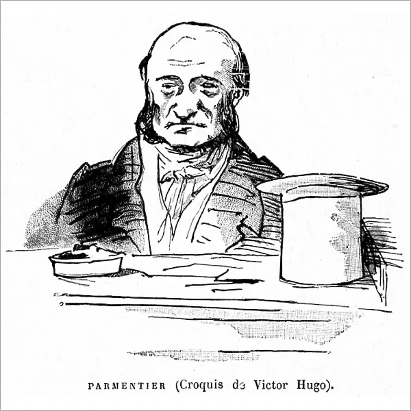 Portrait of Parmentier, sketch made by Victor Hugo. Parmentier, an associate of General Amedee Louis de Cubieres, known as Despans-Cubieres (Despans Cubieres) (1786-1853) in a company for the extraction of gemstone salt