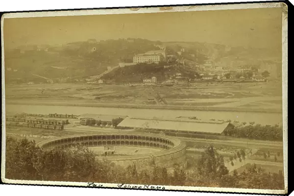 San Sebastian: Construction of a new district with the arenes and the train station in the foreground, 1885
