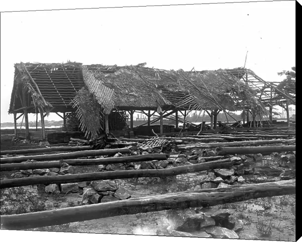 Indochina / Vietnam, Haiphong (Hai phong): Flood after cyclone, ruins of barracks, 1903