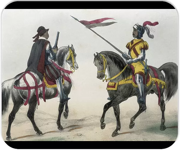 DE SOTTO, Serafin Maria, Earl of Clonard (1793 - 1862). Historia organica de las armas de Infanteria y Caballeria espanolas. 1851 - 1859. Cavalrymen during the reign of Phillip II of Spain
