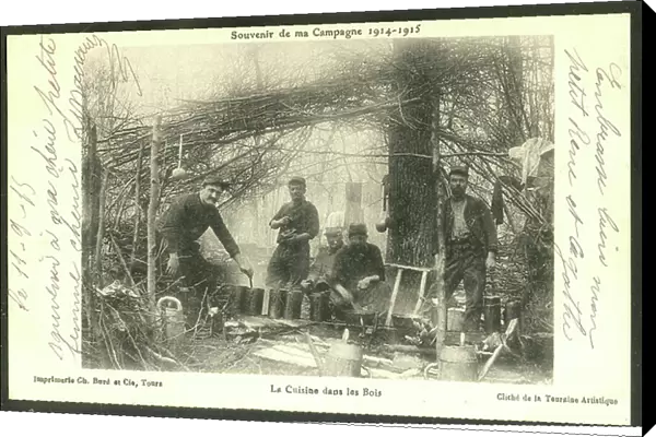 Postcard, in N & B: Remembrance of the Campaign 1914-1915 Kitchen in the Woods - War of 14 -18, Photography, Daily Life, Rolling Soup Canteen, Provincial Edition - Soldiers
