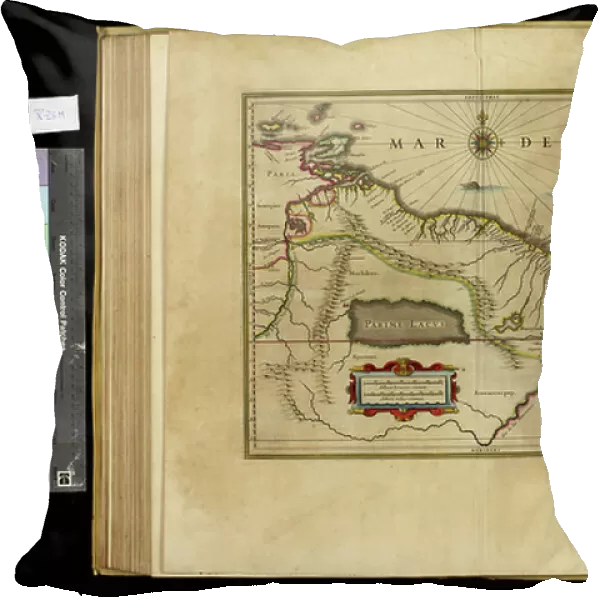 Geography map: representation of Guyana in the Amazon in South America from an Atlas made by cartographer Willem Janszoon Blaeu (1571-1638), approximately 1630. Biblioteca Angelica, Rome
