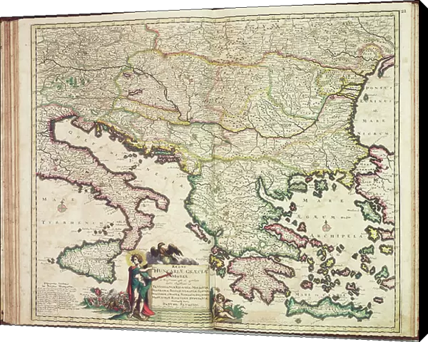 Justus Danckers's atlas: Hungary and Greece, c.1688 (coloured engraving)