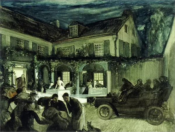 The Soiree, 1905 (watercolour, gouache and pencil on cream paper laid down on pape)