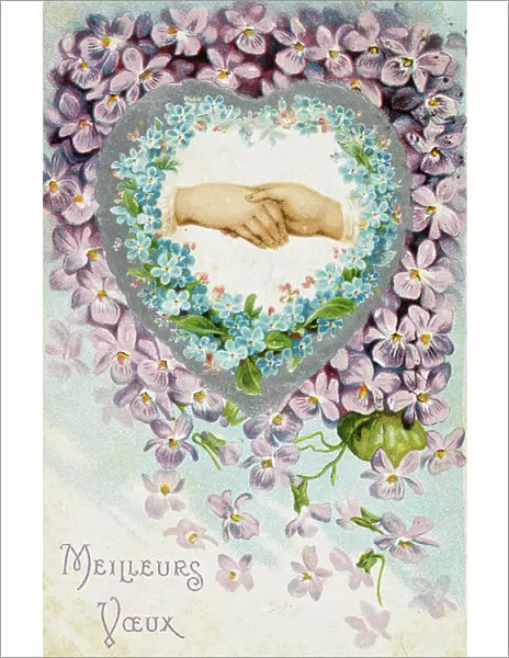 French postcard with floral elements, 1900