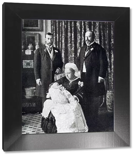 Four generations of British monarchs, 1894. Queen Victoria holding infant future Edward VIII, flanked by, right, her son the future Edward VII, and her grandson the future George V