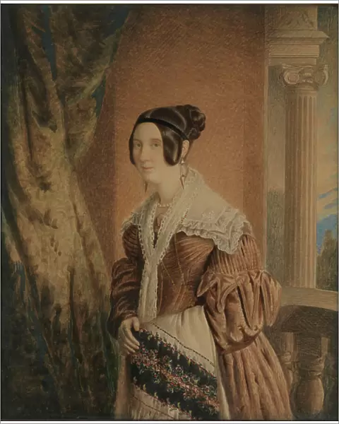 The Wife of Captain William Hewett, c.1840 (watercolour, wood, glass)