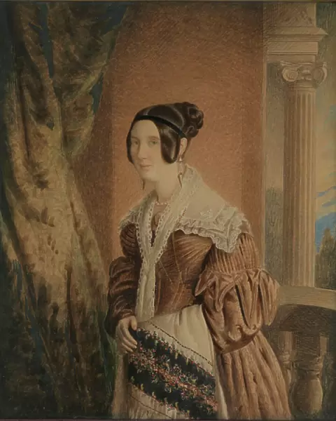 The Wife of Captain William Hewett, c.1840 (watercolour, wood, glass)