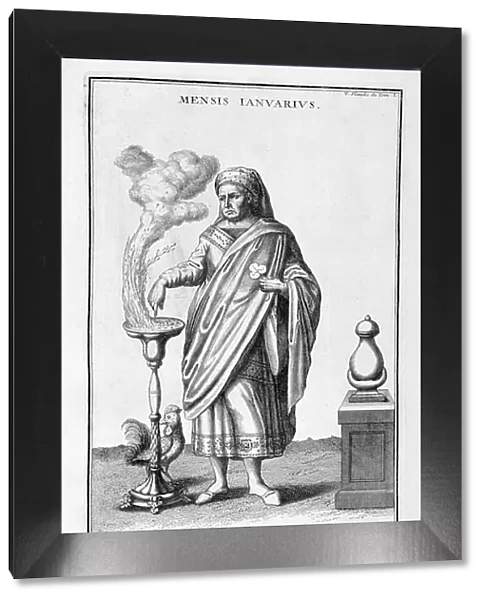 January depicted as a Roman Consul lighting an altar to Janus