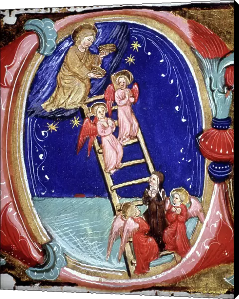 L'echelle pour le Paradis - in 'La regle de Saint Benoit de Nursie vulgarisee'. Manuscrit original datant de 1540 environ