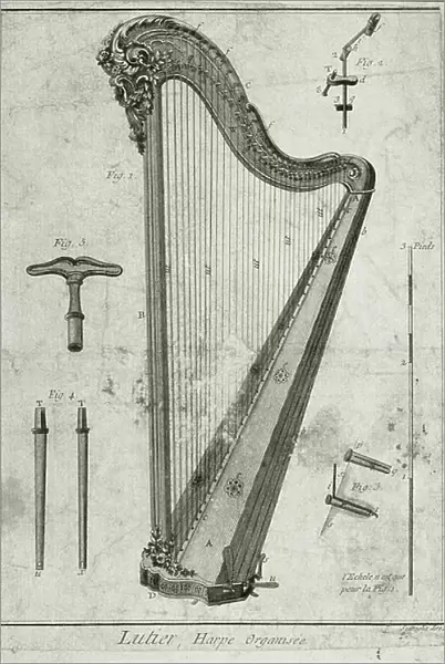 Lutier, Harpe organisee (engraving)