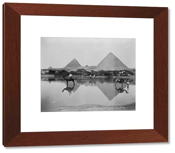 Egypt, Village and pyramids during the flood-time, c.1890-1900