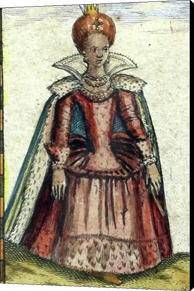 Queen Elizabeth I, (detail), from a map of England and wales by John Speed, c.1612 (engraving)