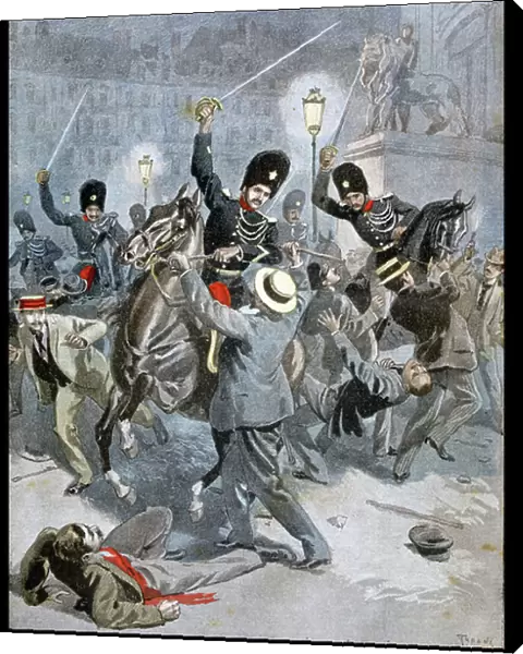 Troops put down riots in Belgium, 1899