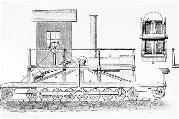 A steam driven cultivating machine on rubber caterpillar tracks