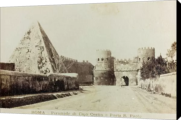 View of the Pyramid of Caius Cestius Epulone and of the Gate of San Paolo, Rome