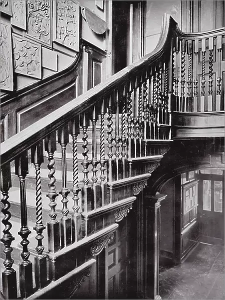 Nos 37 and 39 Stepney Green, London, The Staircase from the Landing (b / w photo)