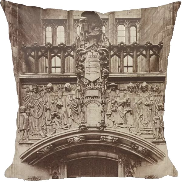 The Balcony over the Doorway of Middlesex Guildhall (b / w photo)