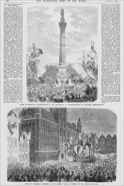 Celebrations on the anniversary of Belgian independence, Brussels (engraving)