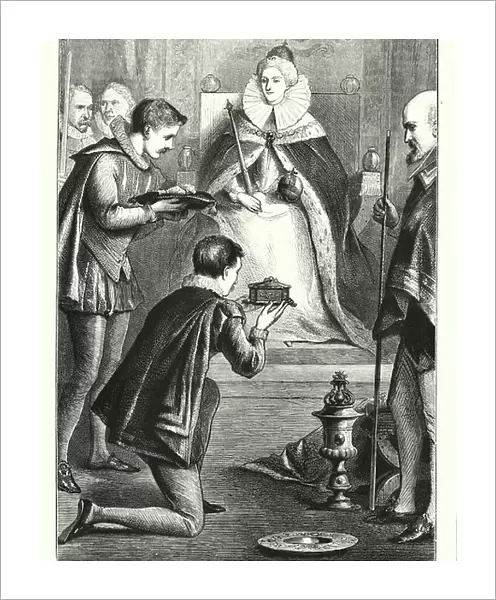Queen Elizabeth receiving Presents on the Anniversary of her Coronation (engraving)