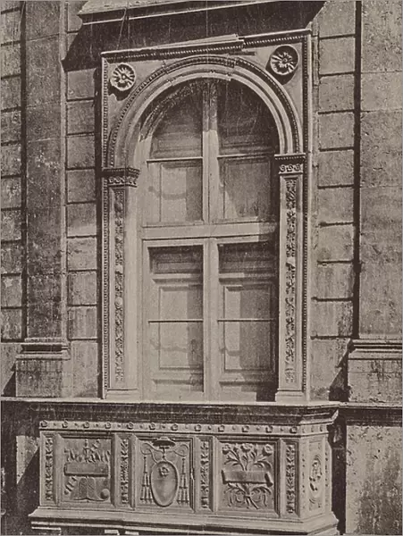 Window and Balcony from the Palazzo Della Cancelleria, Rome (b / w photo)
