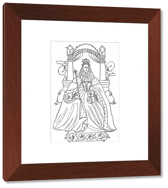 Queen Elizabeth I, from Original Letters Patents of the 32nd year of the Reign (colour litho)