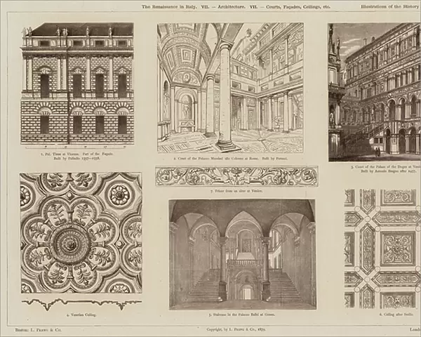 The Renaissance in Italy, Architecture, Courts, Facades, Ceilings, etc (engraving)