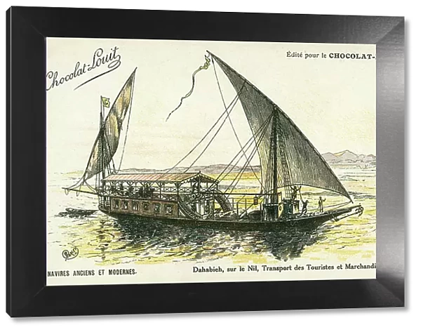 Dahabieh, sur le Nil, Transport des Touristes et Marchandises, 1910 (colour litho)