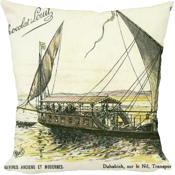 Dahabieh, sur le Nil, Transport des Touristes et Marchandises, 1910 (colour litho)