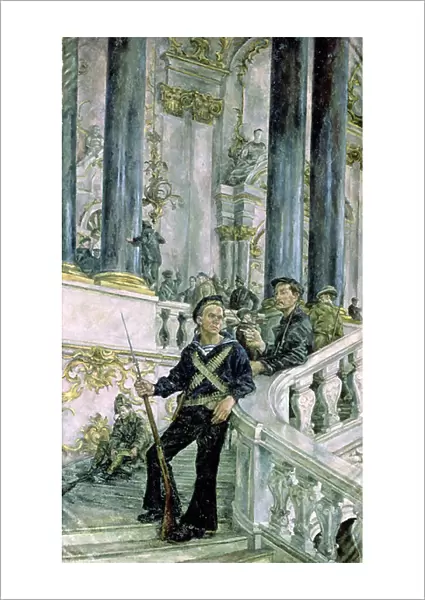 The Capture of the Winter Palace, 7th November 1917, 1927 (oil on canvas)