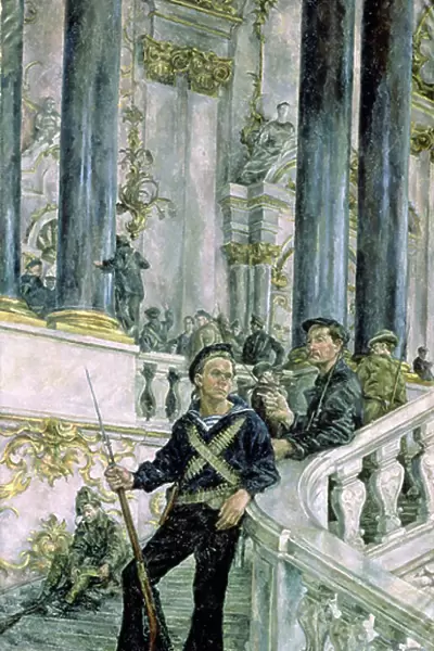 The Capture of the Winter Palace, 7th November 1917, 1927 (oil on canvas)