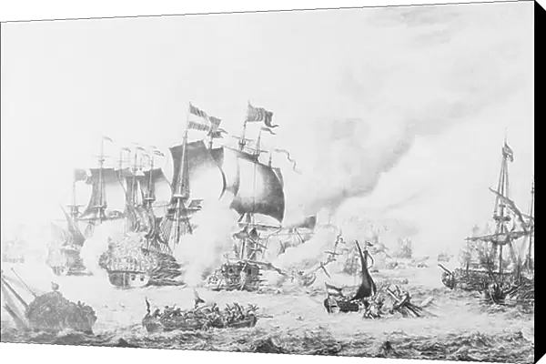 The Battle of Barfleur, 19 May 1692, 17th century (grisaille on panel)