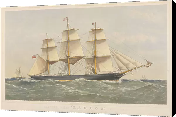 Clipper Ship Lahloo, 799 Tons, preparing to land Pilot off the Owers, 19th September 1867, c.1868-74 (lithograph, coloured)