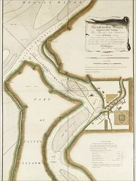 Map of Hoogly River, c.1777 (engraving)