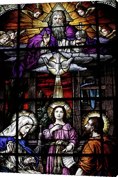 the Holy family and God the Father, c1920 (stained glass)