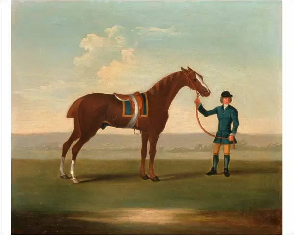One of Four Portraits of Horses - a Chestnut Horse (? Old Partner) held by a Groom
