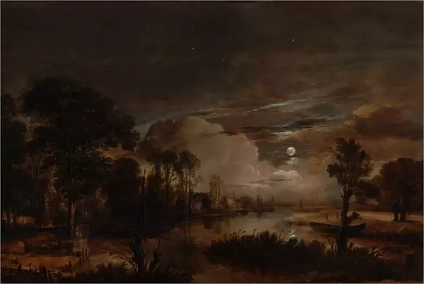Moonlit Landscape with a View of the New Amstel River and Castle