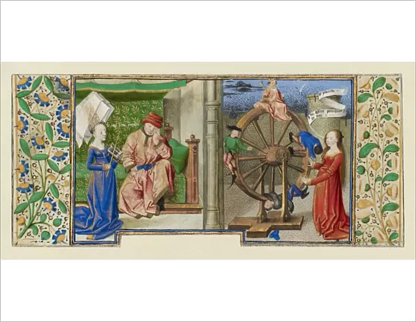 Philosophy Consoling Boethius and Fortune Turning the Wheel