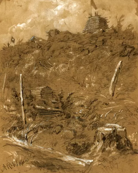 Signal Station on Maryland heights highest point occupied by the army, drawing, 1862-1865