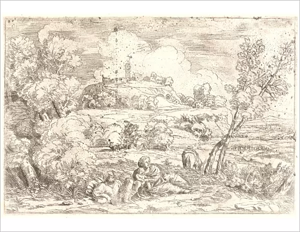 Pietro Paulo Bonzi (Italian, ca. 1576 - 1636). Holy Family in a Landscape, ca. 1625-1644