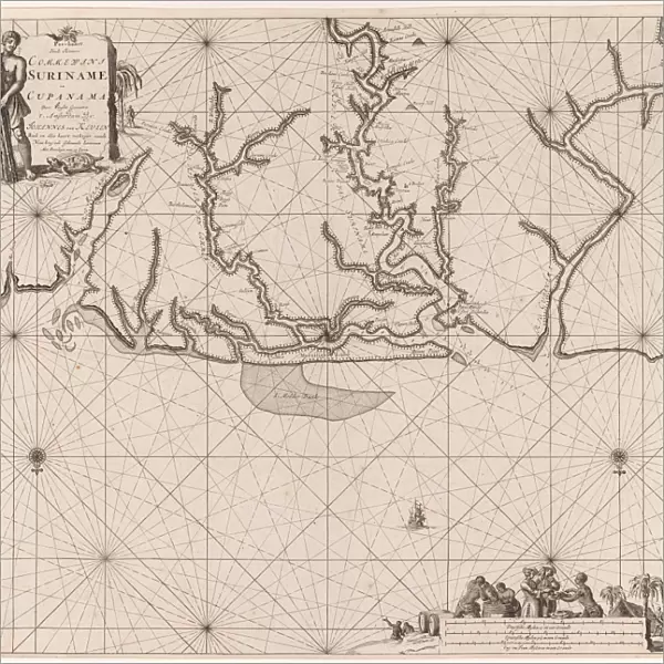 Sea chart of various Surinamese rivers, Jan Luyken, Johannes van Keulen (I), unknown