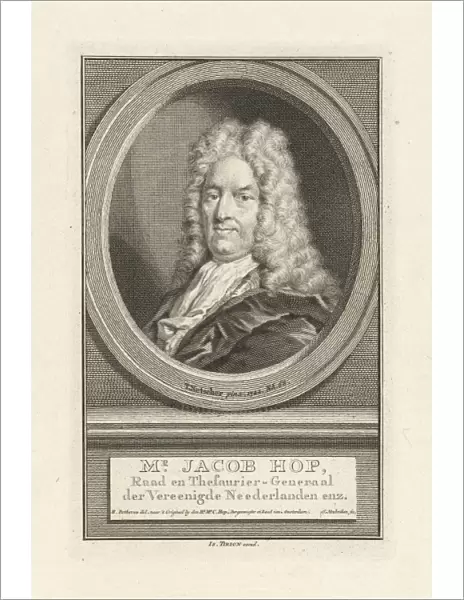 Portrait of Jacob Hop, print maker: Jacob Houbraken, Theodorus Netscher, Hendrik Pothoven