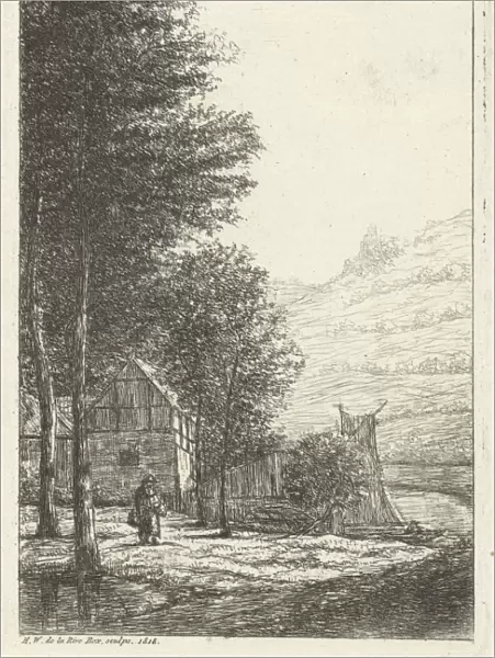Farmyard with tall trees, Hans Willem Box, 1818
