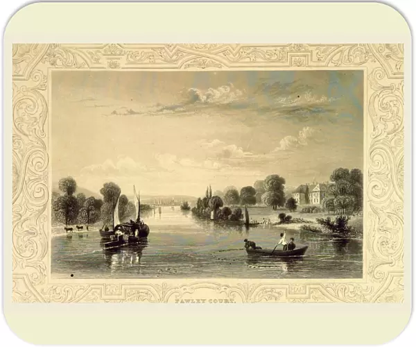 Fawley Court, Tomblesons Thames, 19th century engraving, UK