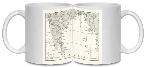 Map of Lower India and Ceylon, Sri Lanka