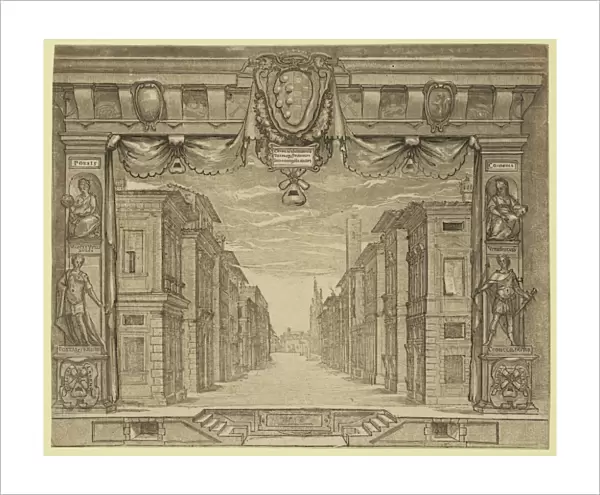 Stage design for L Ortensio, 1589, Bolsi, Girolamo, artist, Neroni, Bartolomeo