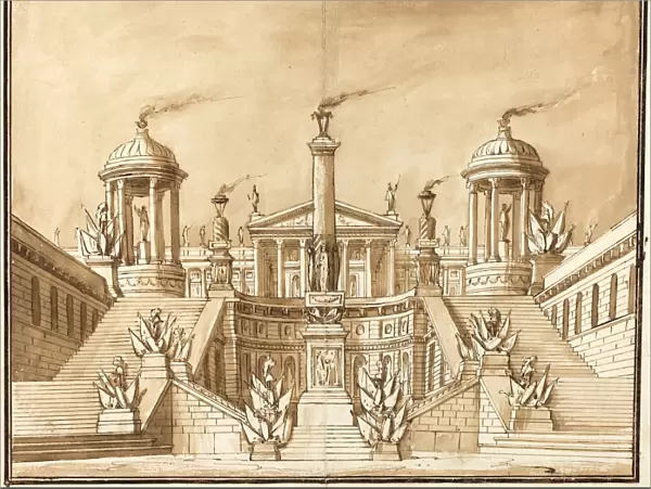 Pietro Gonzaga (Italian, 1751 - 1831), Fantasy of an Ancient Capitol with Trophies