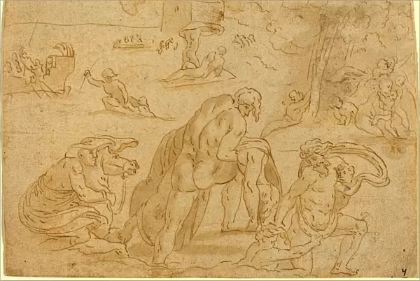 after Raphael, The Deluge, from the Loggia of the Vatican, pen and brown ink on laid