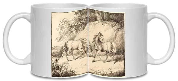 Henry Bernard Chalon, British (1770-1849), Wild Horses, 1804, crayon lithograph