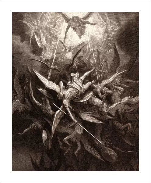 THE FALL OF THE REBEL ANGELS, BY GUSTAVE DORE. Gustave Dore, 1832 - 1883, French